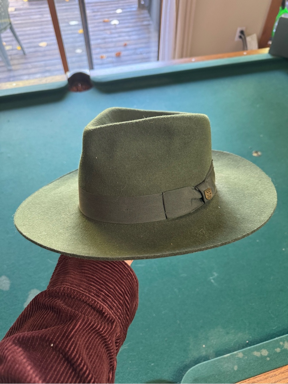 Olive Green Brixton Wool Fedora Hat